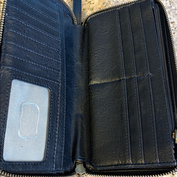 Fossil black Liza Leather Zip Around Clutch Wallet wristlet - Picture 4 of 5